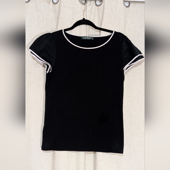 Ralph Lauren Tops - Ralph Lauren Black Blouse with White Trim